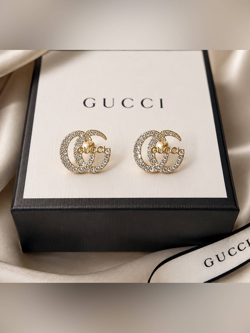 GUCCI GOLD CRYSTAL EARRINGS